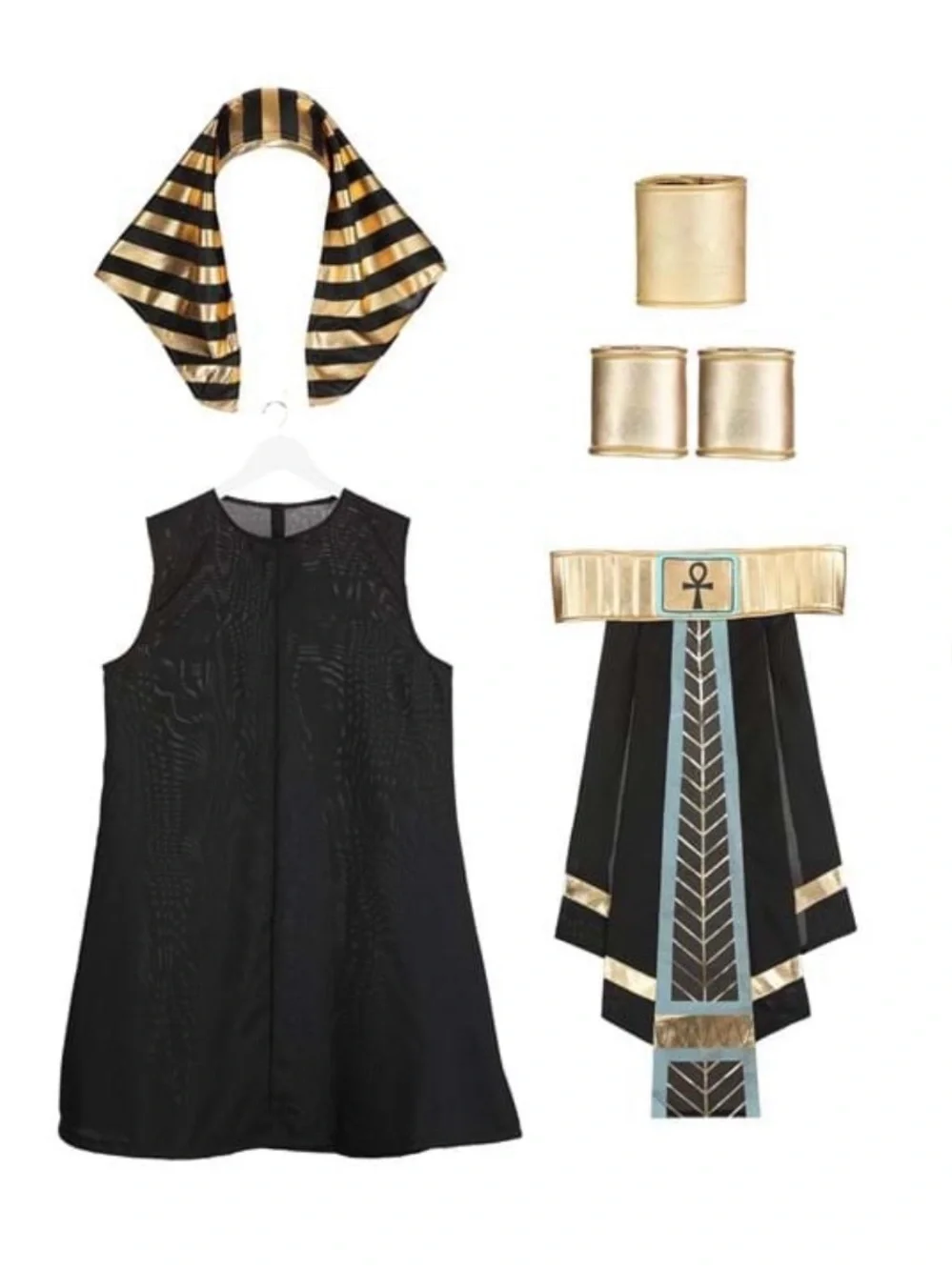 Dark Pharaoh Kid's Costume, Kids size Large, No arm cuffs & Staff in package.